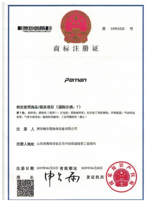 Trademark registration certificate